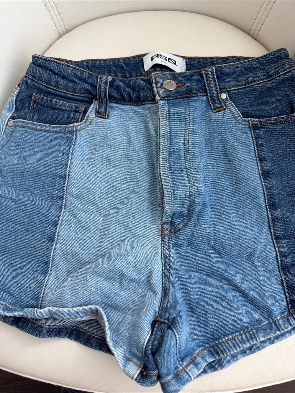 RSQ Two-Tone Blue High-Rise Denim Shorts